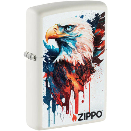 Zippo Windproof Lighter - Painted Eagle Design Classic White Matte Finish | 46692 ,