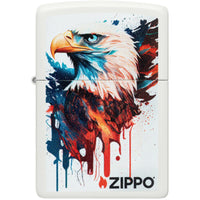 Zippo Windproof Lighter - Painted Eagle Design Classic White Matte Finish | 46692 ,