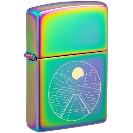 Zippo Windproof Lighter - Laser Two-Tone Moon Canoe Design Multicolor Finish| 46698 ,