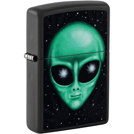 Zippo Windproof Lighter - Color Image Alien Leaf Design Black Matte Finish| 46708 ,