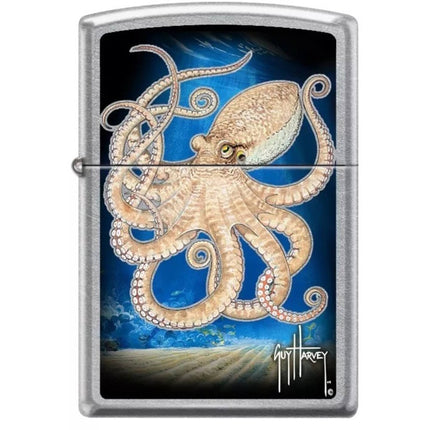 Zippo Windproof Pocket Lighter - Guy Harvey Octopus Design Street Chrome Finish| 46729 ,