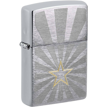 Zippo Windproof Pocket Lighter - Star Design Silver Classic Brushed Chrome | 48657 ,