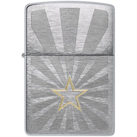 Zippo Windproof Pocket Lighter - Star Design Silver Classic Brushed Chrome | 48657 ,