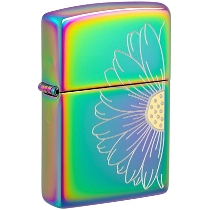 Zippo Windproof Pocket Lighter - Laser Two-Tone Daisy Design Multicolor Finish | 48668 ,