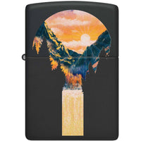 Zippo Windproof Pocket Lighter - Mountain Waterfall Design Black Matte Finish | 48676 ,