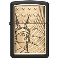 Zippo Windproof Pocket Lighter - Lady Liberty Emblem Classic Black Finish | 48921 ,