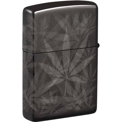 Zippo Windproof Pocket Lighter -Cannabis Design High Polish Black Finish | 48924 ,