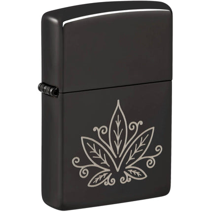 Zippo Windproof Pocket Lighter - Cannabis Design High Polish Black Finish | 48926 ,