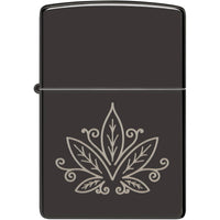 Zippo Windproof Pocket Lighter - Cannabis Design High Polish Black Finish | 48926 ,