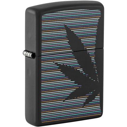 Zippo Windproof Pocket Lighter - Cannabis Design Classic Black Matte Finish | 48927 ,