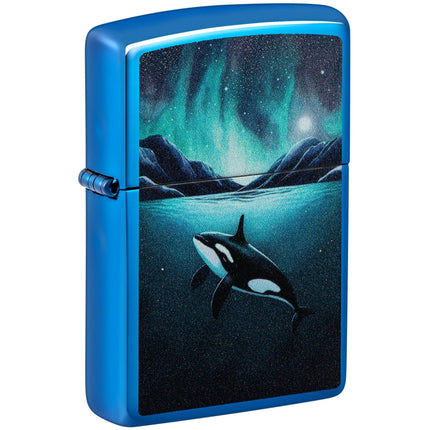 Zippo Windproof Pocket Lighter - Whale Design Metal High Polish Blue Finish | 48984 ,