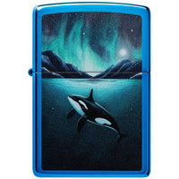 Zippo Windproof Pocket Lighter - Whale Design Metal High Polish Blue Finish | 48984 ,