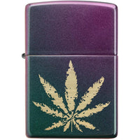 Zippo Windproof Lighter - Iridescent Marijuana Leaf Turquoise Violet Finish | 49185 ,