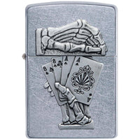 Zippo Windproof Pocket Lighter - Dead Mans Hand Emblem Design Silver Finish | 49536 ,