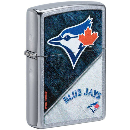 Zippo Windproof Pocket Lighter - MLB Toronto Blue Jays Silver Blue Finish | 49752 ,
