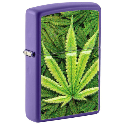 Zippo windproof Pocket lighter - Cannabis Design Metal Purple Matte Finish | 49790 ,