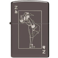 Zippo Windproof Pocket Lighter - Laser Engrave Windy Design Black Ice Finish | 49797 ,