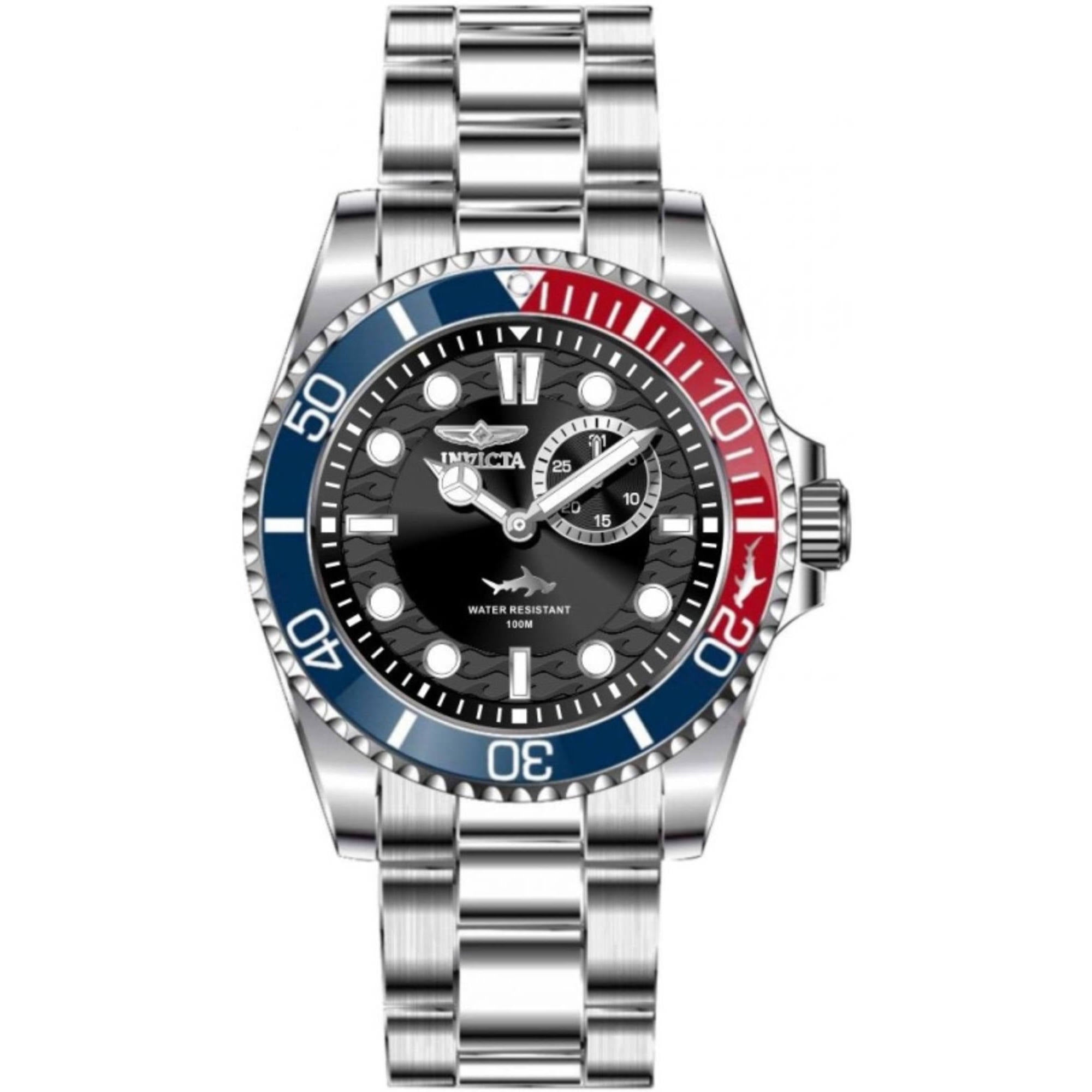 Invicta Men's Watch - Pro Diver Quartz Black Dial Stainless Steel