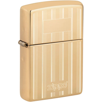 Zippo Windproof Pocket Lighter - Sophistiated Pinstripes High Polish Brass | 46011 ,
