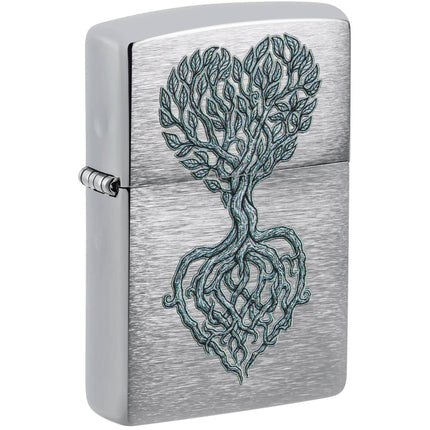 Zippo Windproof Lighter - Rooted In Love Design Silver Brushed Chrome Finish | 46232 ,