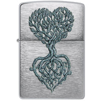 Zippo Windproof Lighter - Rooted In Love Design Silver Brushed Chrome Finish | 46232 ,