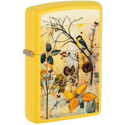 Zippo Windproof Pocket Lighter - Scrapbook Bird Design Sunflower Yellow Finish | 46580 ,
