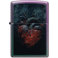 Zippo Windproof Pocket Lighter - Classic Dark Heart Design Iridescent Finish | 46583 ,