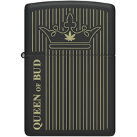 Zippo Windproof Lighter - Laser Engraved Queen Of Bud Design Black Matte | 46683 ,