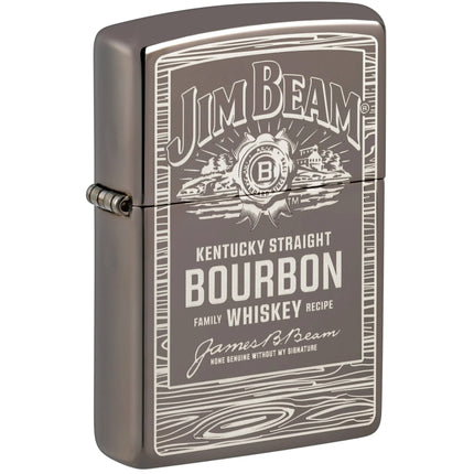 Zippo Windproof Lighter - Jim Beam Barrel Wood Frame Design Black Ice Finish | 48740 ,