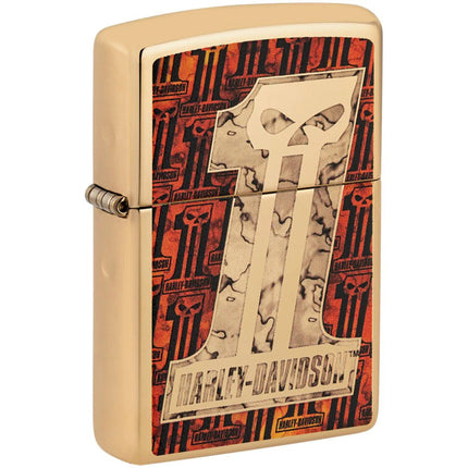 Zippo Windproof Lighter - Harley-Davidson #1 Skull Logo High Polish Brass | 48361 ,