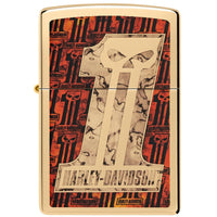 Zippo Windproof Lighter - Harley-Davidson #1 Skull Logo High Polish Brass | 48361 ,