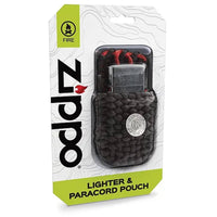 Zippo Pouch Set - Black 5mm Woven Nylon Paracord with Street Chrome Lighter | 40472 ,
