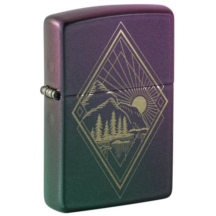Zippo Windproof Lighter - Laser-Engraved Geometric Outdoor Design Iridescent | 48382 ,