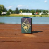 Zippo Windproof Lighter - Laser-Engraved Geometric Outdoor Design Iridescent | 48382 ,