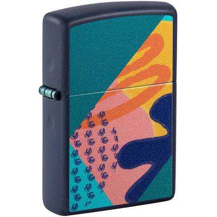 Zippo Windproof Lighter - Retro Color Image Pattern Design Navy Matte Finish | 48417 ,