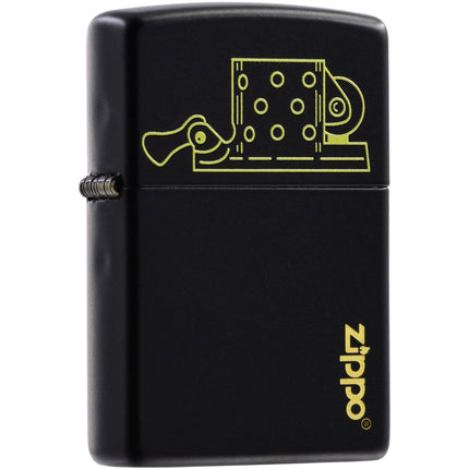 Zippo Windproof Pocket Lighter - Insert and Logo Design Black Matte Finish | 49218 ,