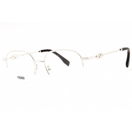 Fendi Unisex Eyeglasses - Shiny Palladium Metal Half Rim Round Frame | FE50104F 016 ,