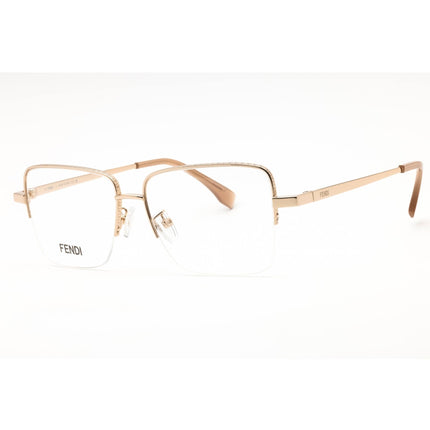 Fendi Unisex Eyeglasses - Shiny Rose Gold Metal Half Rim Cat Eye Frame | FE50107F 028 ,