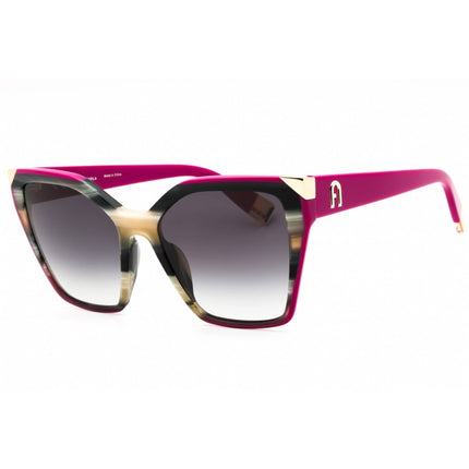 Furla Women's Sunglasses - Beige Horn/Black Acetate Full Rim Cat Eye | SFU686V 05GZ ,