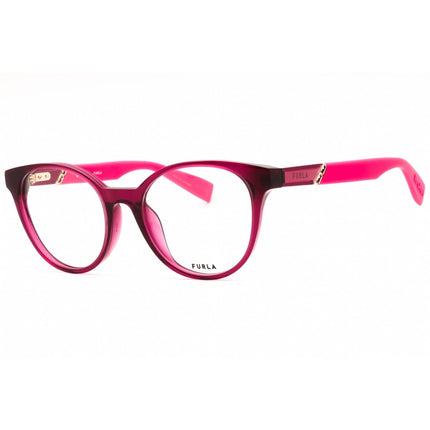 Furla Women's Eyeglasses - Shiny Transparent Cyclamen Acetate Round | VFU667 01BV ,