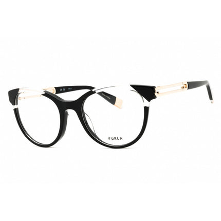 Furla Women's Eyeglasses - Shiny Black Acetate Full Rim Round Frame | VFU672 0700 ,