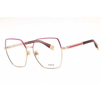 Furla Women's Eyeglasses - Shiny Red Gold Metal Full Rim Butterfly Frame | VFU674 0SHP ,