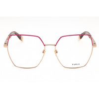 Furla Women's Eyeglasses - Shiny Red Gold Metal Full Rim Butterfly Frame | VFU674 0SHP ,