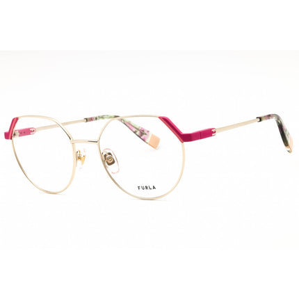 Furla Women's Eyeglasses - Light Gold W/Colors Parts Metal Round Frame | VFU676 0492 ,