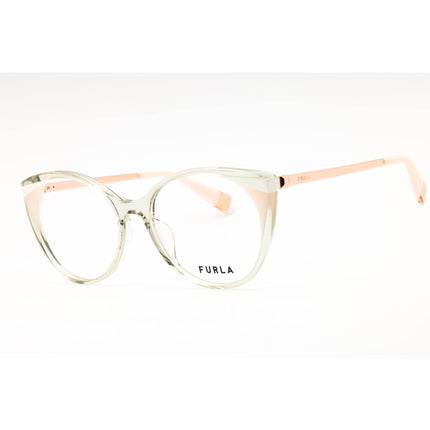 Furla Women's Eyeglasses - Shiny Green/Grey Acetate Full Rim Cat Eye | VFU722V 09RM ,
