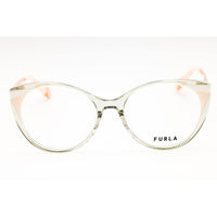 Furla Women's Eyeglasses - Shiny Green/Grey Acetate Full Rim Cat Eye | VFU722V 09RM ,