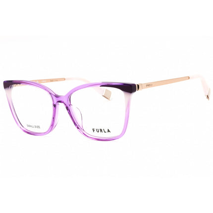 Furla Women's Eyeglasses - Shiny Transparent Purple Full Rim Cat Eye | VFU723V 06SC ,