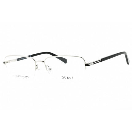 Guess Men's Eyeglasses - Shiny Light Nickeltin Metal Rectangular Frame | GU50044 010 ,