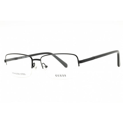 Guess Men's Eyeglasses - Shiny Black Metal Half Rim Rectangular Frame | GU50044 001 ,