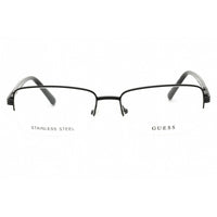 Guess Men's Eyeglasses - Shiny Black Metal Half Rim Rectangular Frame | GU50044 001 ,